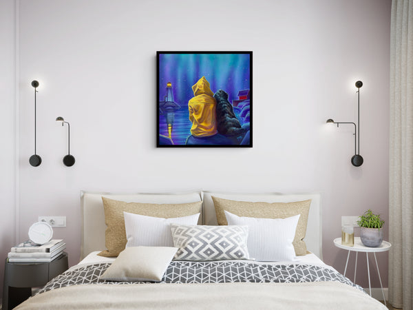 An Evening Walk canvas shown in a room setting